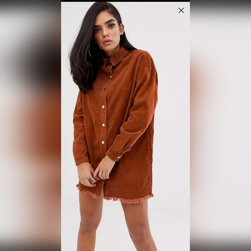 Missguided oversized cord shirt dress